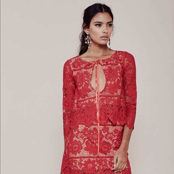 VICTORIA’S SECRET FOR LOVE & LEMON RED LACE TOP - Picture 5 of 8